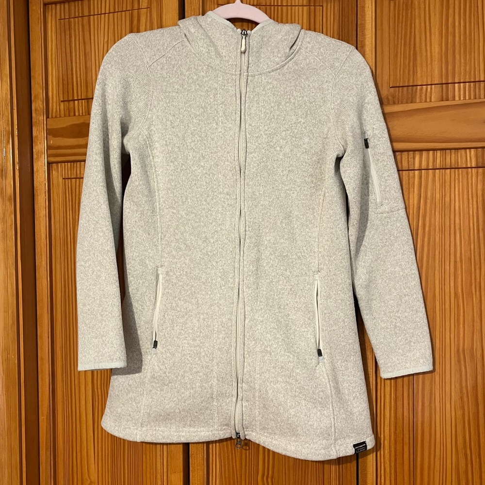 LL Bean zip up mid thigh sweater. Color sailcloth. Size XS.